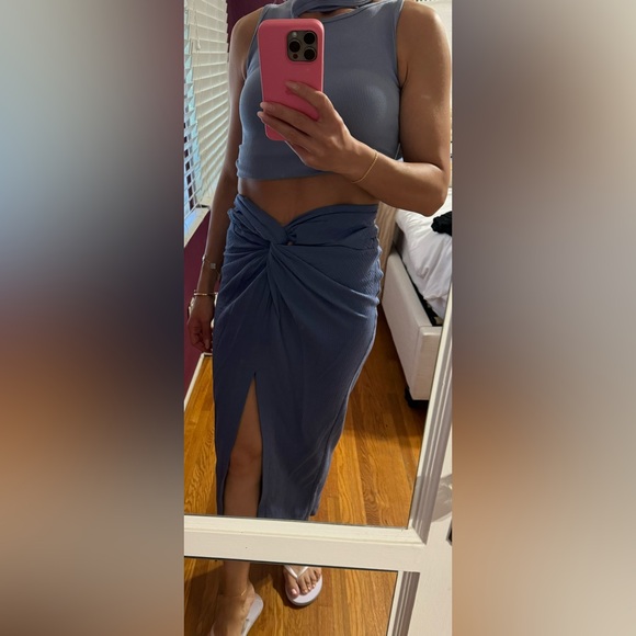 ZARA - WOMEN’S TEXTURED KNOTTED MIDI SKIRT - SIZE XS - Picture 13 of 16